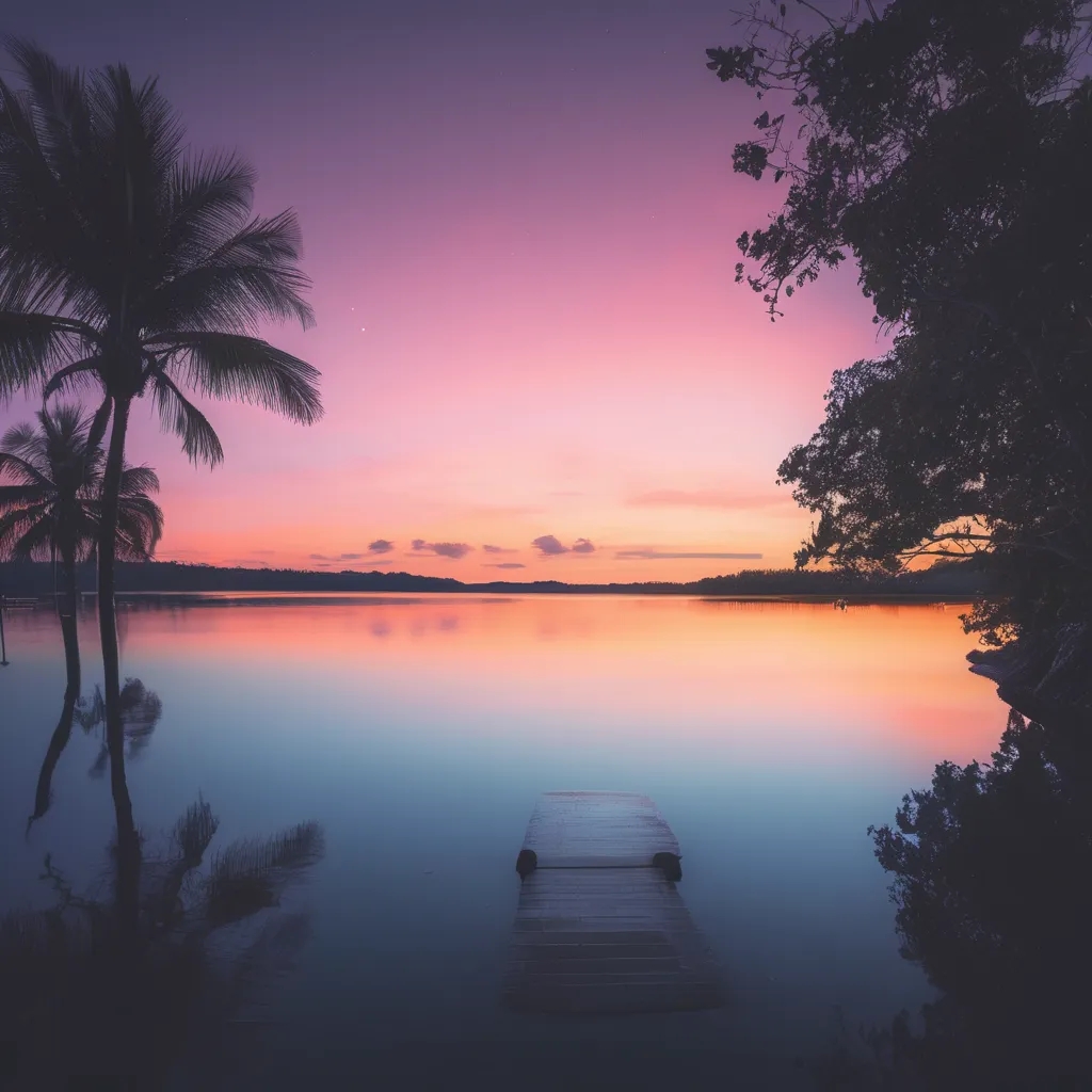 Sun is rising at the lagoon