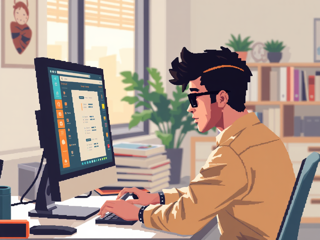 Working in a computer as a freelancer.